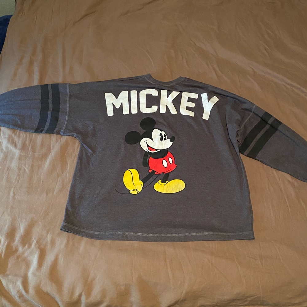 Mickey Mouse Sweatshirt Disney Women's Long Sleeve Jersey Charcoal Gray Large